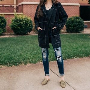 Plaid pea coat